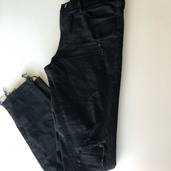 REVOLVE FRAME Black Skinny Jeanne Crop Distressed - Picture 4 of 8